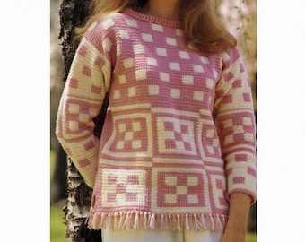 Mosaic CROCHET PATTERN, Crochet Sweater Pattern, Vintage Tunic, Vintage Crochet Patterns for Women, Crochet Clothing, pdf Instant Download