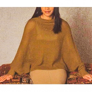 CROCHET Poncho PATTERN - Crochet Poncho with Sleeves Pattern - pdf instant digital - pdf Vintage Crochet Pattern