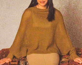 CROCHET Poncho PATTERN - Crochet Poncho with Sleeves Pattern - pdf instant digital - pdf Vintage Crochet Pattern