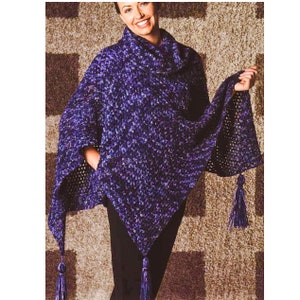 Easy Crochet Poncho PATTERN - Crochet PONCHO Pattern for Women - Poncho PDF instant - Vintage Crochet Pattern