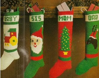 CROCHET Christmas Stocking PATTERN, Christmas Crochet Patterns, Easy Crochet Pattern, Crochet Holiday Stocking, Crochet Afghan pattern