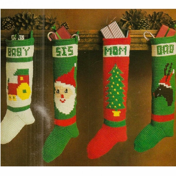 CROCHET Christmas Stocking PATTERN, Christmas Crochet Patterns, Easy Crochet Pattern, Crochet Holiday Stocking, Crochet Afghan pattern