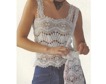 PATRÓN DE GANCHILLO Vintage, Patrón de Top de Ganchillo, Patrón de Bolso de Ganchillo, Patrón de Top de Verano, Patrón de Camiseta sin Mangas, Patrón de Camisola, descarga instantánea en PDF