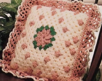 Patrón de almohada cuadrada de abuela tejida a crochet, patrón de crochet vintage de descarga digital, patrón de regalo de crochet, descarga en PDF, solo en inglés