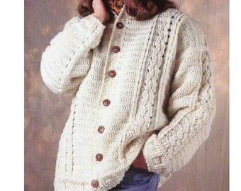Chunky Cardigan CROCHET PATTERN, Aran Cardigan Crochet Pattern, Sweater Pattern Crochet, Womens Crochet Patterns pdf instant download