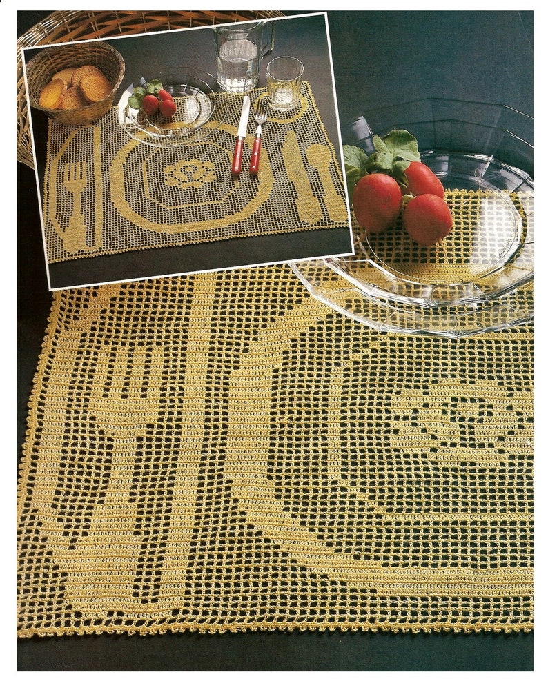 Vintage Crochet Pattern Crocheting Placemats PDF Instant Etsy