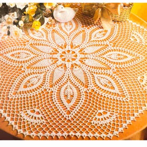 Pineapple Doily CROCHET PATTERN, Crochet Pineapple Doily Diagram, Crochet Doily Pattern, Pineapple Table Center, Size 25”, pdf Download