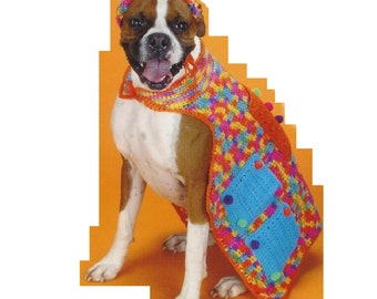 CROCHET PATTERNS Dog Sweater - Crochet Dog Hat Pattern - Dog Party Set - Vintage Crochet Pattern - pdf instant digital