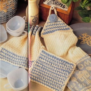 Dishcloth CROCHET PATTERN, Towel Holder Crochet Pattern, Potholder Crochet Tutorial, Cottage Designs Dishcloth, Kitchen Crochet, pdf Pattern