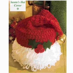 Santa Hat CROCHET PATTERN, Beginner Crochet, Santa Hat Cover, Santa Claus Hat Crochet Pattern Diy, Christmas Hat Pattern, Instant Download