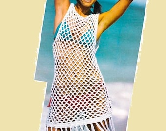 Crochet Mesh Top PATTERN - Summer Crochet PATTERNS - Beach Mesh Dress - Vintage Crochet Pattern - Pattern PDF