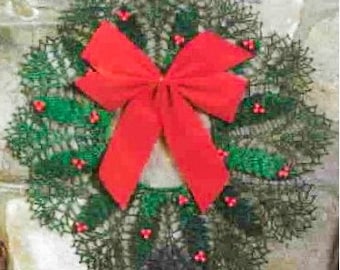 PATRÓN DE GANCHILLO Corona navideña - Decoración navideña vintage - Patrón de crochet navideño - Pdf digital instantáneo