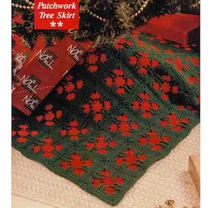 Crochet Granny Square - Christmas Tree Skirt CROCHET PATTERN - Snowflake Crochet Pattern - Pdf instant digital