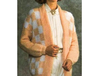 CROCHET PATTERN, Crochet Checkered Cardigan Pattern, Crochet Color Block Cardigan, Colorful Cardigan, Oversized Cardigan, pdf English Only