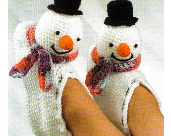 Best CROCHET Slipper PATTERN - Christmas Crochet Gifts - Snowmen Slippers - Slipper Socks Crochet Pattern - pdf instant digital