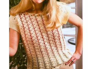 WZÓR NA SZYDEŁKO NA BLUZKĘ Z SIATKI, Wzór na szydełko vintage, Koronkowa koszulka, Top Vest Tank Bluzka Tunika Koronkowa, Natychmiastowe pobranie pliku pdf