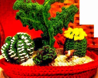Cactus Crochet PATTERN - Crochet Succulent Potted Plant - Faux Plant - Home Decor - Farmhouse Decor - Rustic Decor