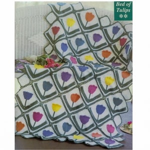 Coperta floreale vintage CROCHET pdf MODELLO digitale, modello di coperta all&#39;uncinetto, modello di coperta da lancio per bambini, modello afgano dei quadrati della nonna