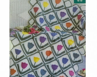 Vintage Florals Blanket CROCHET pdf Digital PATTERN, Crochet Blanket Pattern, Baby Throw Blanket Pattern, Granny Squares Afghan Pattern