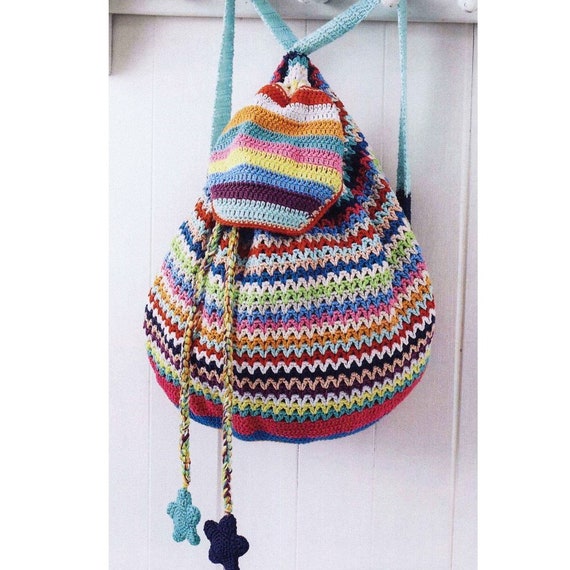 Crochet Backpack Pattern PDF Instant Digital Rainbow Backpack PDF Download Cute Backpack