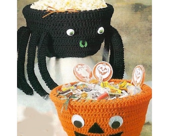 Halloween CROCHET PATTERNS, Crochet Spider Pattern, Pumpkin Basket, Halloween Pattern pdf, Halloween Gift, Holiday Crochet, English Only