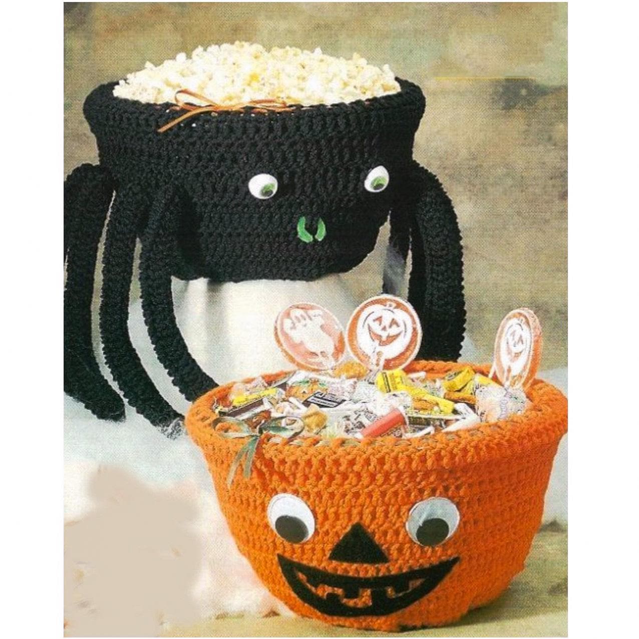 ハロウィンかぎ針編みパターン、かぎ針編みのクモのパターン、かぼちゃ