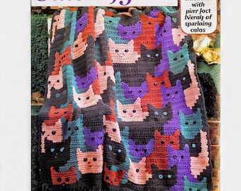 Cat Throw CROCHET PATTERN, Cat Motif Crochet Pattern, Crochet Cat Afghan, Cat Lovers Afghan, Blanket Pattern, Graphgan, pdf English Only