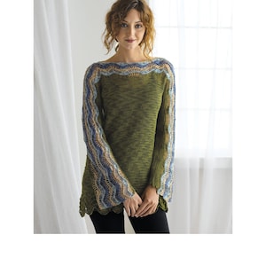Crochet Pattern Women&#39;s River Tunic PDF Instant Digital Download Bell Sleeved Jumper