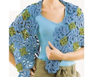 Crochet PATTERN Shawl, Crochet Wrap Pattern, Women's Triangle Shawl Scarf Pattern, DIY Crochet Motifs, Lace Shrug, pdf Download