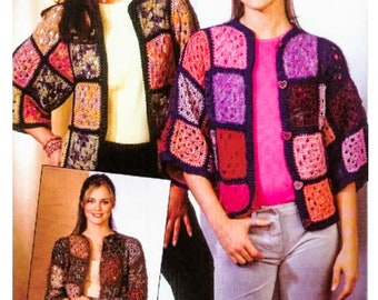 SCHEMI Grandma Square, Schema cardigan Grandma Square all'uncinetto, Schema giacca all'uncinetto, Schemi all'uncinetto, Download immediato