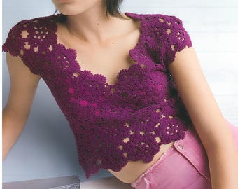 PDF Vintage Crochet Pattern - Crop top pattern - Camisole Top - ENGLISH - Digital Download