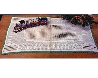 Christmas Table Runner Patterns - Filet CROCHET PATTERNS - Crochet Table Runner Pattern - Pdf instant digital - Vintage Pattern Crochet