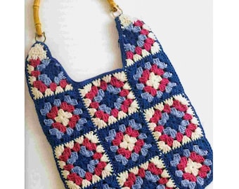 PATRÓN DE GANCHILLO Grandma Square, Bolso de playa, Patrón de bolso de crochet, Bolso de mercado, Bolso creativo, Bolso hecho a mano, Patrón en PDF, Descarga instantánea