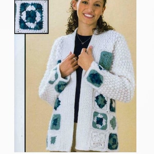 Crochet PATTERN, Crochet Granny Square Cardigan, Crocheted Coat, Crochet PDF Pattern, Women&#39;s Sweater, Harry Styles Cardigan