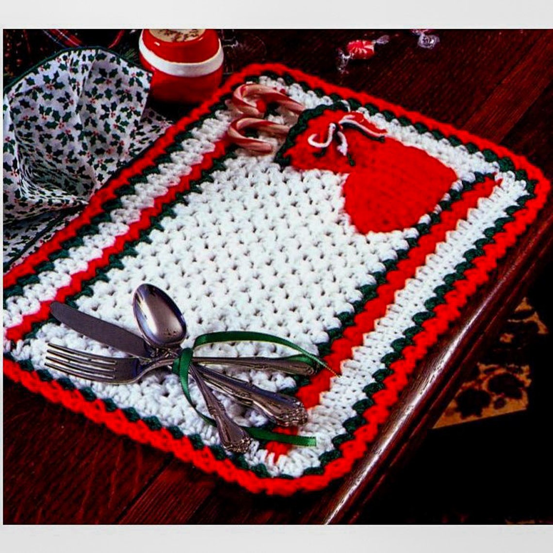 CROCHET Christmas Placemat PATTERN Vintage Christmas Crochet Pattern Pdf Vintage Crochet Pdf