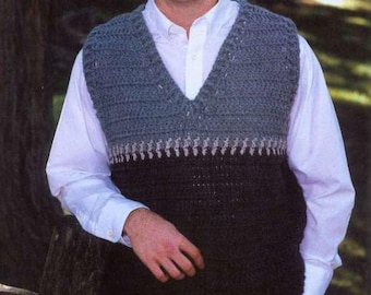 Men's CROCHET Sweater Vest PATTERN, Crochet Pattern PDF, Classic Men's Vest Pattern, V Neck Vest for Men / Boys, Crochet Waistcoat Pattern