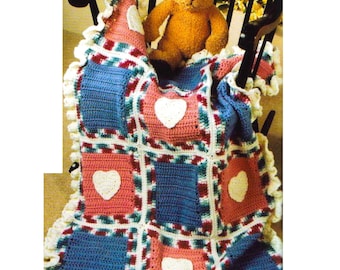Crochet PATTERN Baby Blanket - Heart Crochet Blanket PATTERN - Heart Baby Blanket PATTERN - Vintage Crochet Pattern