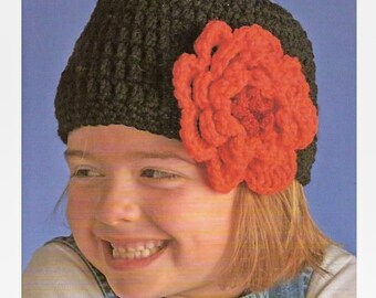 Einfache Häkelanleitung, Häkelmütze für Kleinkind, Beanie Mütze häkeln, Häkelanleitung für Kinder, Blumenmütze, pdf, nur auf Englisch