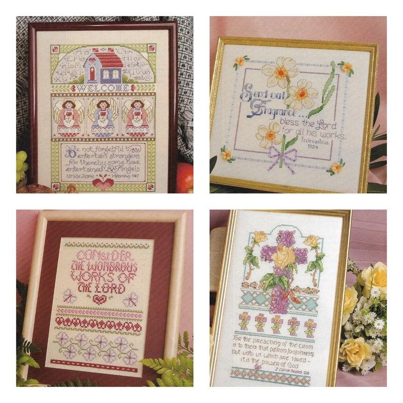 Vintage Cross Stitch Pattern Book Bible Verse Cross Stitch Pattern Antique Alphabet Sampler PDF