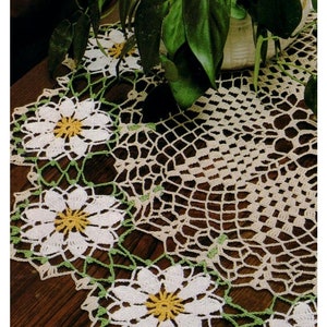 Vintage Pattern Crochet Cotton Doily PDF Instant Digital Daisy Centerpiece PDF Download Daisy motif