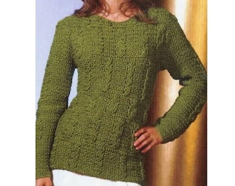 CROCHET PATTERN Sweater, Crochet Jumper Pattern, Ladies Long Sleeve Top, Women's Crochet Sweater, Vintage Crocheting, pdf Digital Download