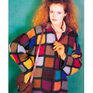 Harry Styles Cardigan Pattern PDF Instant Digital Patchwork Cardigan Crochet Pattern Download Vintage Crochet 80s