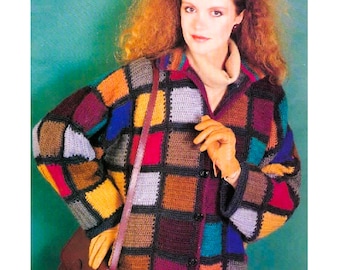 Harry Styles Cardigan Pattern PDF Instant Digital Patchwork Cardigan Crochet Pattern Download Vintage Crochet 80s