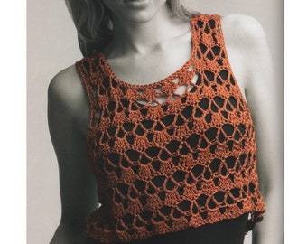 Crop Top Crochet Pattern PDF Instant Digital Crochet Vest Pattern for Women Download Lacy Tunic