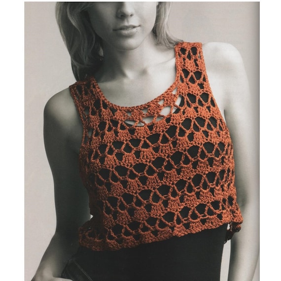 トップス kalinka crochet vest 2-4y Womens Crochet Chunky Knit Top Sleeveless Button Down Crop