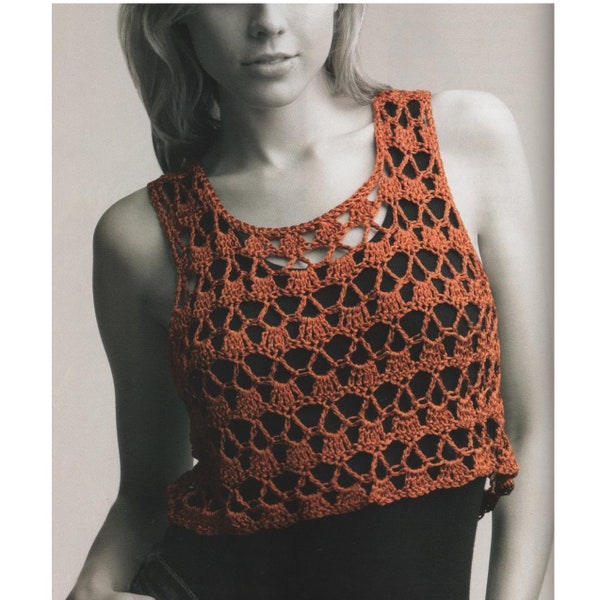 Crop Top Crochet Pattern PDF Instant Digital Crochet Vest Pattern for Women Download Lacy Tunic