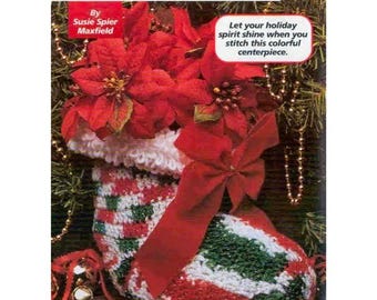 Country Cottage Stocking CROCHET PATTERN, Crochet Christmas Stocking, Christmas Patterns, Chunky Stocking, Holiday Stocking pdf English Only