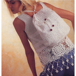 Tank Top Crochet PATTERN - Crochet Backpack Pattern - Vintage Crochet Pattern - Granny Square Patterns – Summer Set
