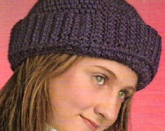 CROCHET Beanie Hat PATTERN, Crochet Beanie Pattern Adult, Double Brim Beanie, Brim Crochet Hat Pattern, Crochet Gift, pdf, English Only