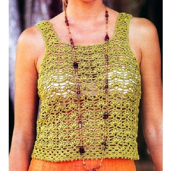 Summer Crochet Top PATTERN - Tank Top Crochet Pattern - Crop Top Pattern pdf - Vintage Crochet Pattern
